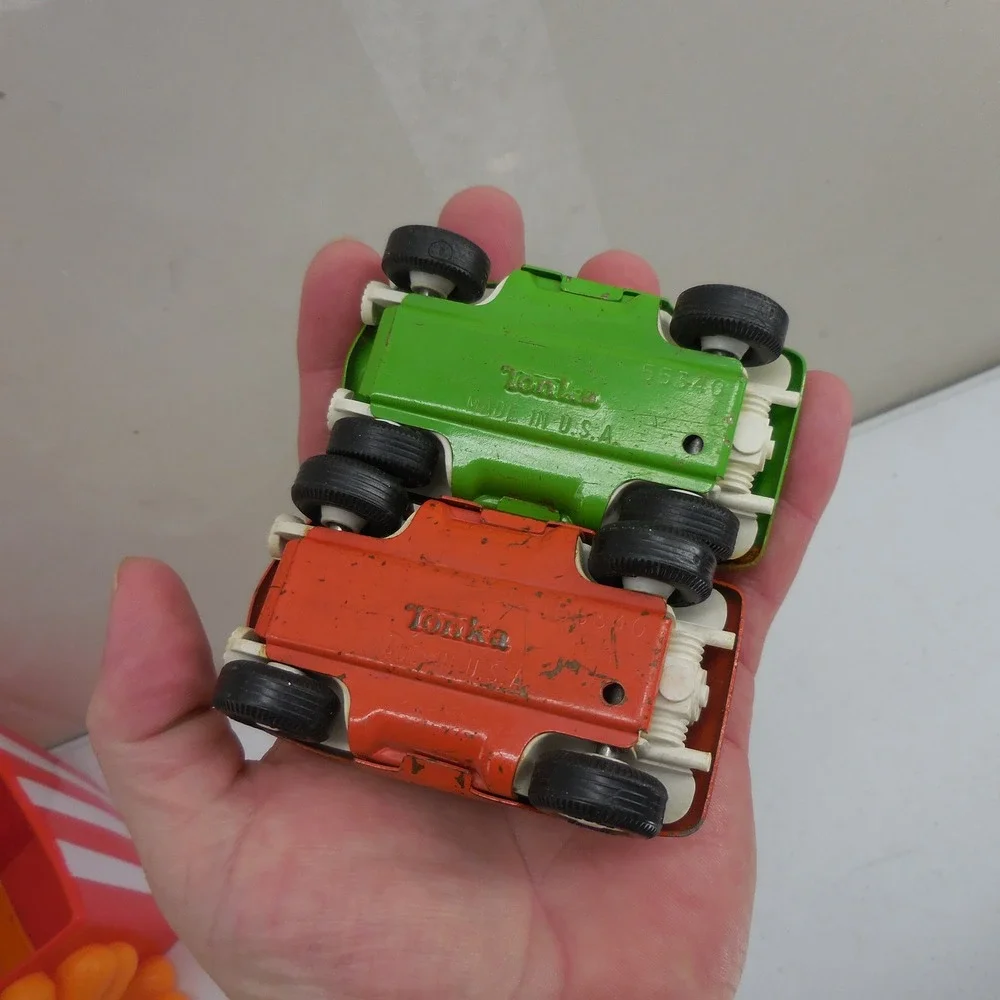 Vintage Tonka Dune Buggy Set Pressed Steel Green Orange Made in USA 1970s Toy